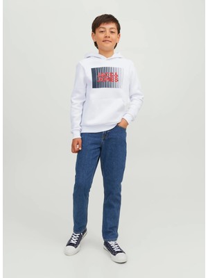 Jack & Jones Baskılı Erkek Çocuk Beyaz Sweatshirt Jjecorp Logo