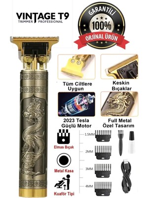 Vintage T9 Dragon Profesyonel Şarjlı Çok Fonksiyonlu Tıraş Makinesi