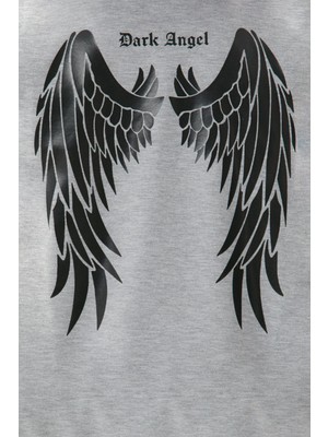 FullaModa Dark Angel Baskılı Bisiklet Yaka Kız Çocuk Sweatshirt