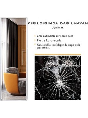 Bugusan Ledli Dokunmatik Tuşlu Boy Aynası 50X150(H)CM