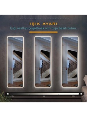 Bugusan Bluetootlu Ledli Dokunmatik Tuşlu Boy Aynası 50X150(H)CM