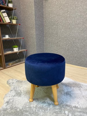 Asedia Miskin Naturel Lacivert Puf Ayak Ucu Puf Makyaj Koltuğu Puf Bench Ayak Dayama Ahşap Ayak Puf