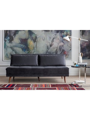 Perla Sofa Retro Yataklı Kolsuz Kanepe Antrasit