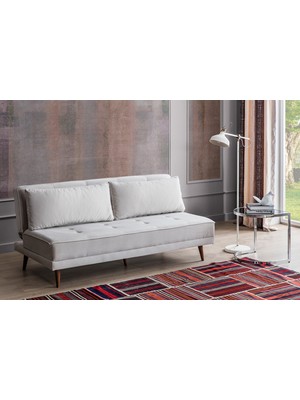 Perla Sofa Retro Yataklı Kolsuz Kanepe Krem