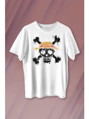 Kendim Seçtim Şapkalı One Piece Anime Baskılı Tişört Unisex T-Shirt