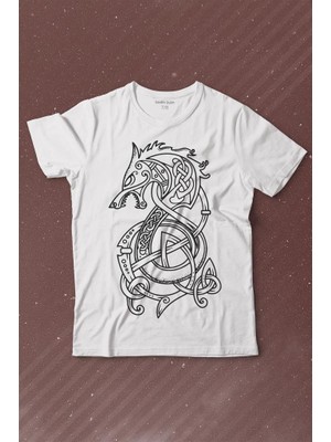 Kendim Seçtim Viking Fenrır Wolf Vıkıngs Kurt Kafa Street Urban Baskılı Tişört Çocuk T-Shirt