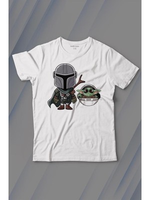Kendim Seçtim Baby Yoda Mando Figür The Mandalorian Bebek Yoda Star Wars Baskılı Tişört Çocuk T-Shirt