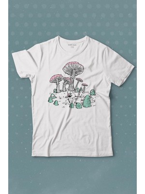 Kendim Seçtim Mashroom Forrest Mantar Orman Outdoor Retro Baskılı Tişört Çocuk T-Shirt