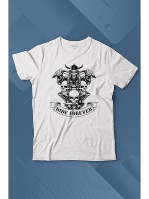 Kendim Seçtim Motorcycle Skull Ride Forever Motosiklet Baskılı Tişört Çocuk T-Shirt
