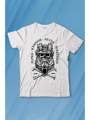 Kendim Seçtim Alpha Warrior Military Savaşçı Kurt Bozkurt Baskılı Tişört Çocuk T-Shirt