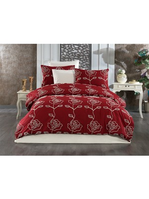 Evlen Home Collection Gül Nakışlı Pamuk Lüks Kalite Nevresim Takımı Çift Kişilik Alya 6 Parça Çeyizlik Set