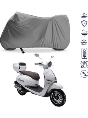 Teksin Kuba Brilliant 125 Çantalı Motosiklet Brandası 4 Mevsim Su Geçirmez Motor Brandası