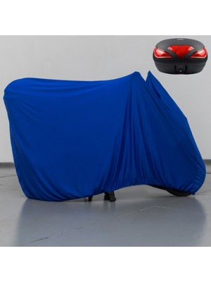 Teksin Kanuni Zebra 90 Çantalı Motosiklet Brandası Mavi Penye Örtü Motor Brandası