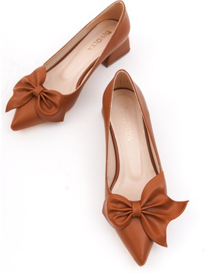 Divolya Camila Taba Fiyonklu (4cm) Sivri Burun Topuklu Ayakkabı