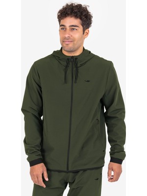 Lescon Haki Erkek Fermuarlı Kapüşonlu Sweatshirt 23N-1148