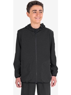 Lescon Siyah Çocuk Fermuarlı Kapüşonlu Sweatshirt 23N-3101