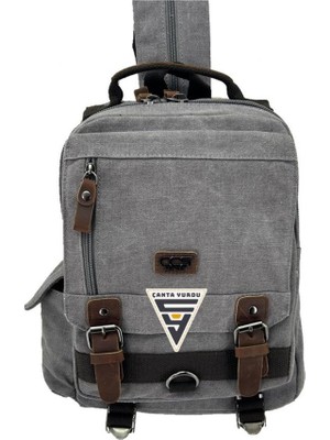 Çanta Yurdu Ççs 51563 Kanvas Çapraz Askılı Sırt ve Göğüs Çantası Gri