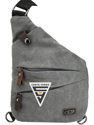 Çanta Yurdu Ççs London Heybe Kanvas Sırt ve Göğüs Çantası Gri