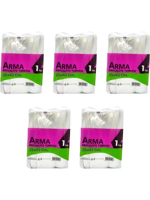 Arma Naksan Arma Şeffaf Naylon 3 Lük 25X42 Cm. Bakkaliye Poşeti Torbası - 1 Kg. - Ort. 140 Adet - 5 Paket