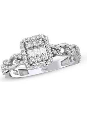 Lilarote Kolları Burgulu Taşlı Altın Baget Yüzük