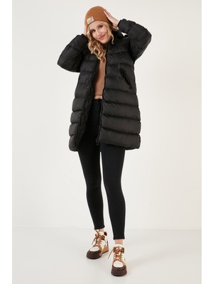 Lela Su Itici Regular Fit Çıkarılabilir Kapüşonlu Şişme Mont Bayan Mont 640Y001