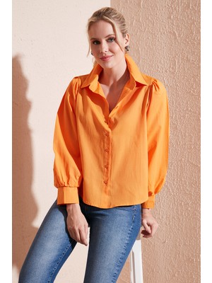 Lela Regular Fit Balon Kollu Poplin Gömlek Bayan Gömlek 611GO0153