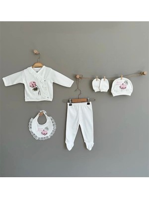 Buse & Eylül Bebe Ortanca Çiçek Desenli 5 Parça Kız Bebek Hastane Çıkışı