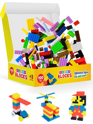 p parti oyunevi Funny Blocks Mini 100 Parça Eğlenceli Bloklar