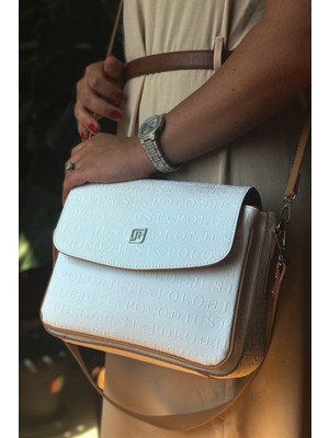 Just Polo 2 Askılı 5 Bölmeli Özel Seri Kadın Çapraz Omuz Çantası 4063 Beyaz