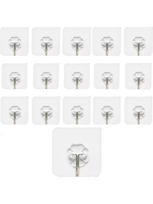 Feyza Kendinden Yapışkanlı Askı Şeffaf Banyo Mutfak Havlu Askısı Tekli Askı 6*6 cm