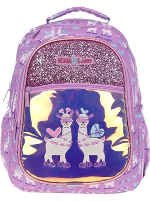 Kaukko Kids Love Lama Sırt Çantası Aynalı Taşlı