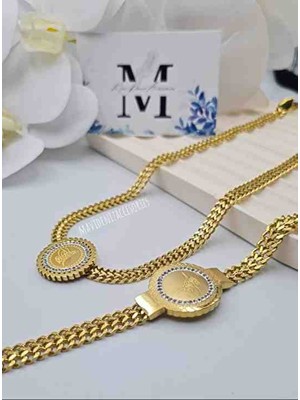 Mavi Deniz Accesories Mavidenizaccesories Çelik Kolye Çelik Bileklik Seti Tuğralı Bileklik Tuğralı Kolye Çelik Set