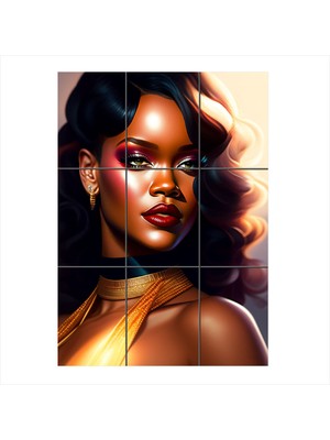 Bedeko Rihanna Tasarımlı Mdf 9 Parça Puzzle Tablo