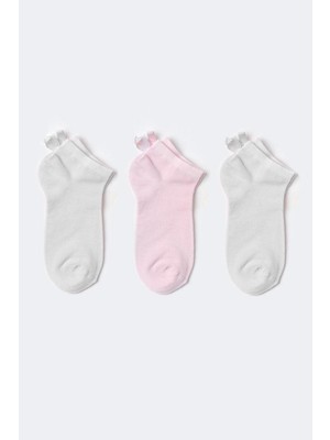 Katia & Bony 3'lü Paket Kız Çocuk Soft Bambu Step Çorap Beyaz/Beyaz/Pembe