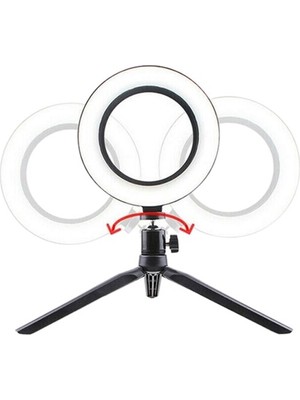 Sanec 10INÇ 26CM Youtube Instagram Tiktok Selfie  Stüdyo Video Fotoğraf Ring Light  Tripod LED Halka Işık