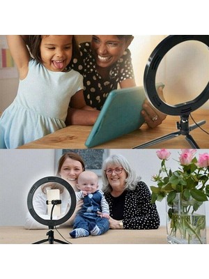 Sanec 10INÇ 26CM Youtube Instagram Tiktok Selfie  Stüdyo Video Fotoğraf Ring Light  Tripod LED Halka Işık