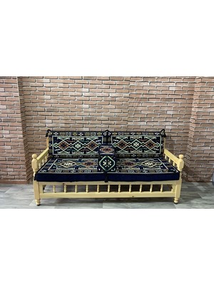 Coton Şark Köşesi Ahşap Sedirli Anadolu Desen Minder Takımı