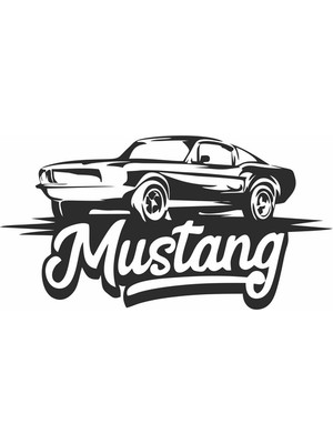 Reysa Tasarım Mustang Araba Silüet Sticker Siyah 16X8 cm