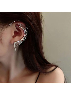 Bahels Gümüş Renk Tekli Zirkon Taşlı Earcuff Kıkırdak Küpe