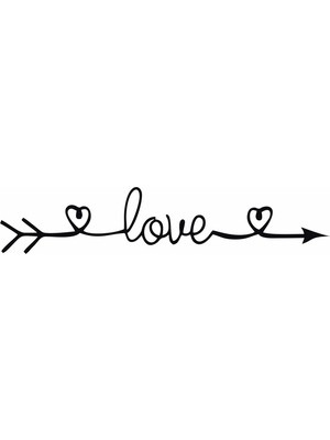 Reysa Tasarım Oklu Love Yazısı Duvar Sticker Siyah 20X5 cm