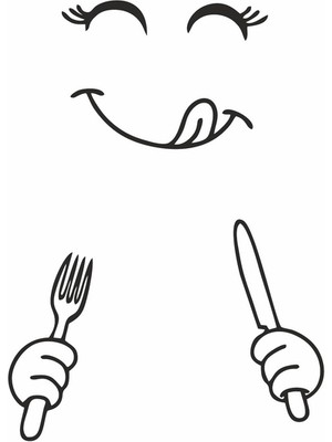 Reysa Tasarım Enfes Çatal Kaşık Dolap Sticker Siyah 50X70 cm