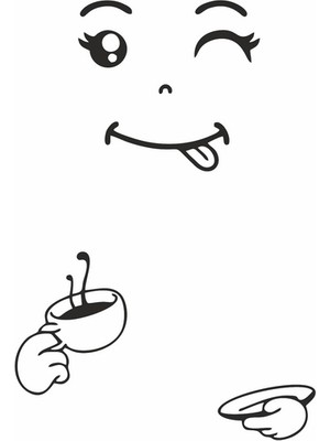 Reysa Tasarım Enfes Kahve Içen Surat Sticker Siyah 50X70 cm