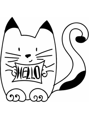 Reysa Tasarım Hello Kedi Sticker Siyah 20X20 cm