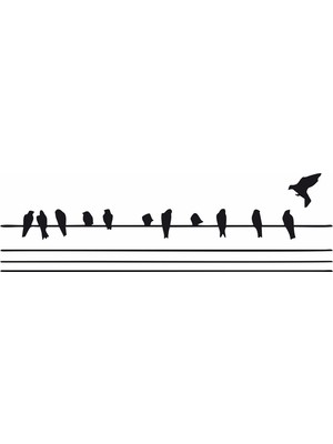 Reysa Tasarım Tellerde Kuşlar Duvar Sticker Siyah 21X6 cm