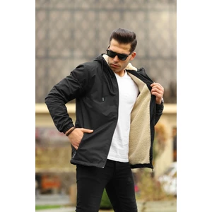 Erkek Içi Kürklü Suya Dayanıklı Kapüşonlu Cepli Yağmurluk