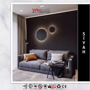 Winpanel Dekoratif Ahşap Duvar Paneli – Siyah Renk ( 60X240CM).