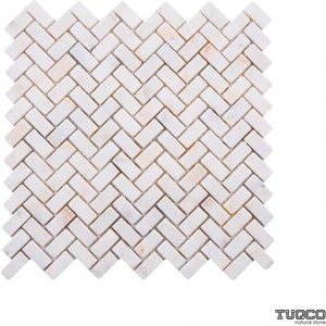 Doğaltaş Fileli Herringbone Golden Eskitme Mermer Mozaik