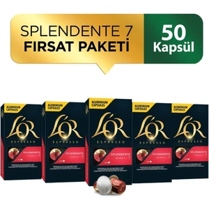 L'OR Splendente Intensity 7 Nespresso Uyumlu Alüminyum Kapsül Kahve Fırsat Paketi 10 Adet x 5 Paket