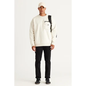 Altınyıldız Classics Erkek Bej Oversize Bol Kesim Içi Polarlı Iplik Bisiklet Yaka %100 Pamuk Sweatshirt