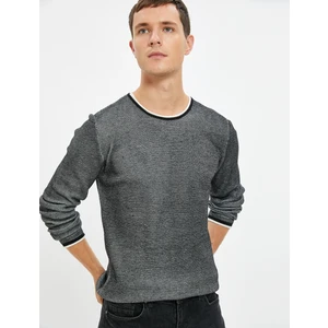 Triko Kazak Bisiklet Yaka Dokulu Slim Fit Uzun Kollu